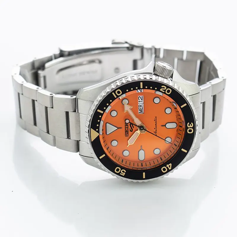 Seiko 5 Sports Analogue Automatic Orange Dial Men's Watch  SRPD59K1